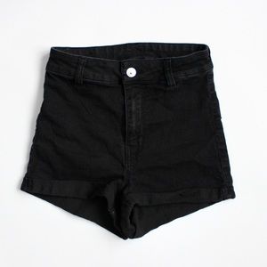 H&M High Waisted Black Denim Shorts